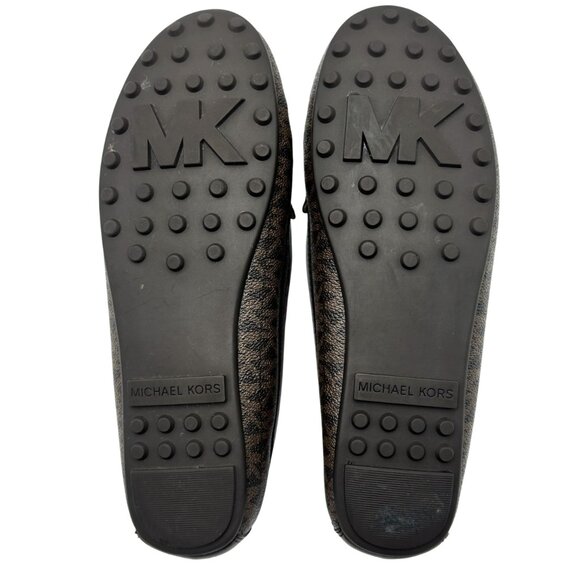 Michael Kors Womens Everett Loafer Size 8M Monogram Brown Leather - Picture 4 of 8